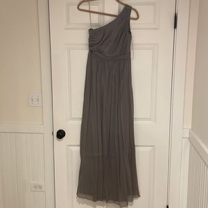 J Crew one shoulder long chiffon bridesmaid dress